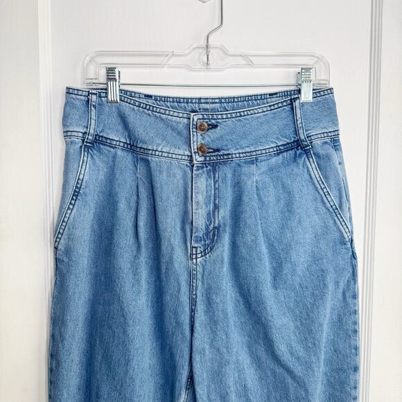 Boden High Waisted Pleated Front Tapered Mom Cropped Jeans 8 Retro Style Raw Hem - Picture 2 of 15